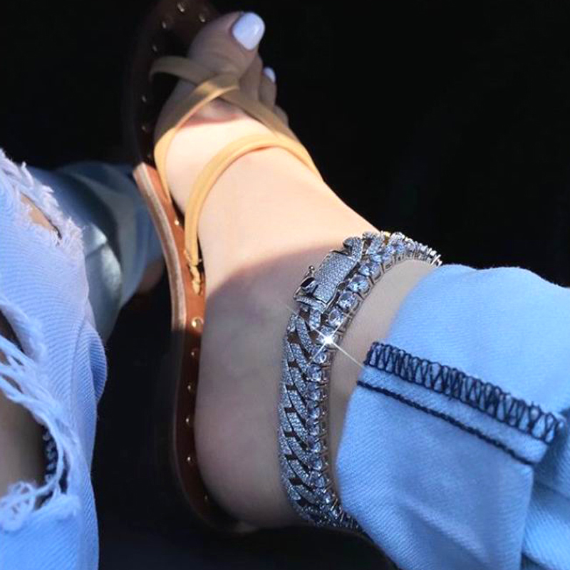 Parking Cz Rectangle Anklet Hi - Cuban Link Chain 12Mm recension och pris