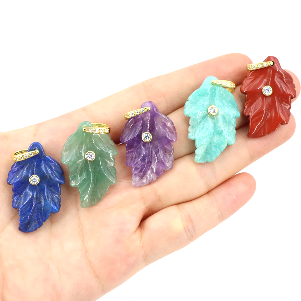 Natural Stone Crystal Leaf wit - Crystal Pendant Necklace Natural Stone recension och pris