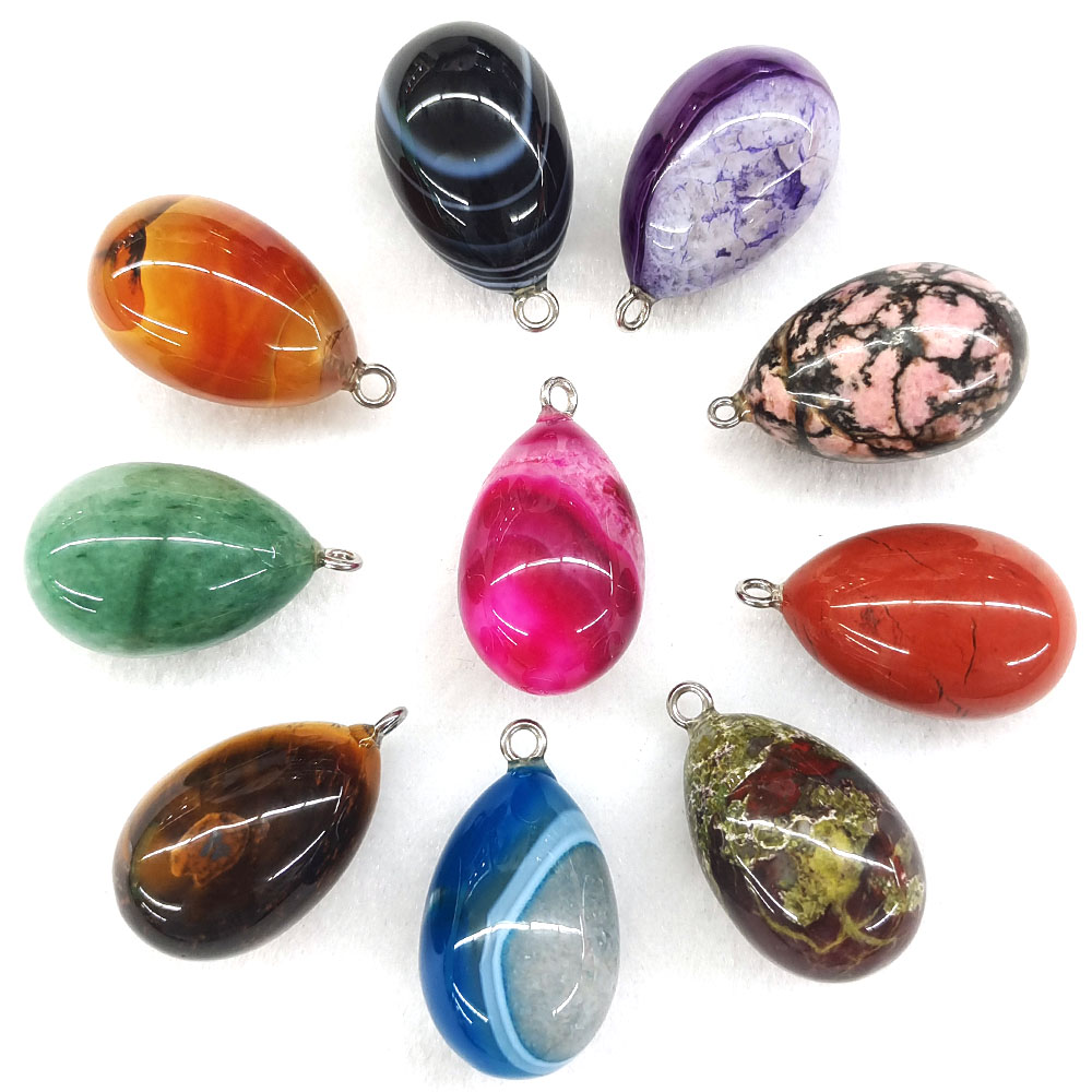 30x19mm Mini Egg Shape Pendant - Crystal Pendant Necklace Natural Stone recension och pris