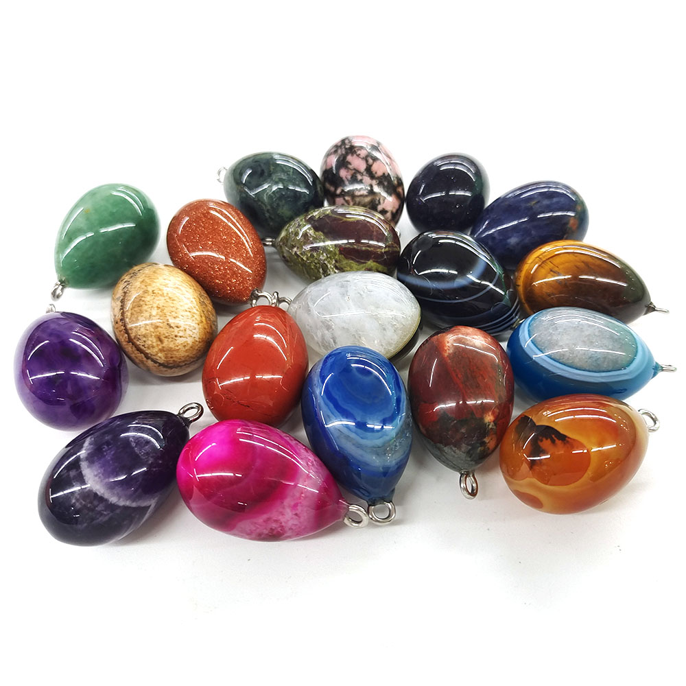 30x19mm Mini Egg Shape Pendant - Crystal Pendant Necklace Natural Stone recension och pris
