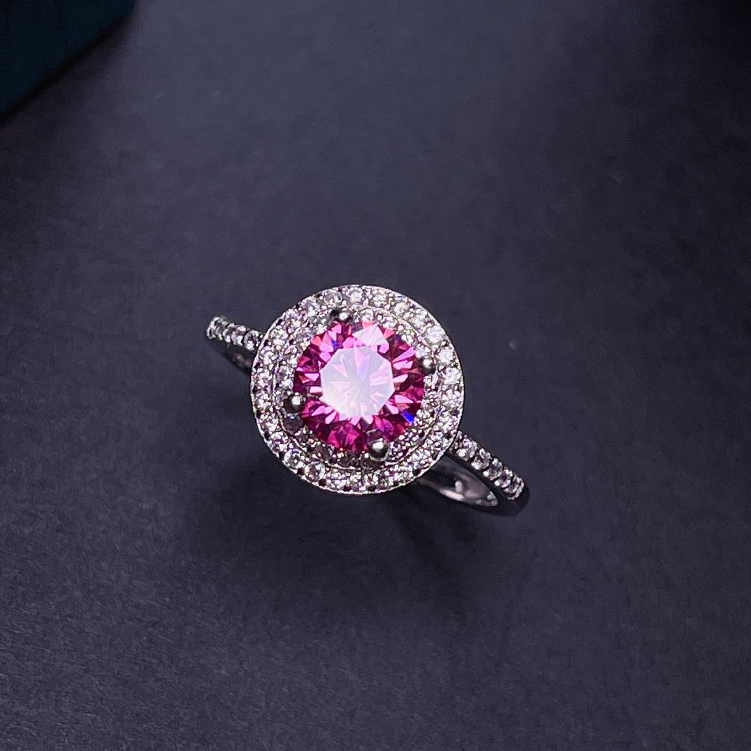 New Crackling Pink Moissanite  - Moissanite Engagement Ring 1 Carat recension och pris