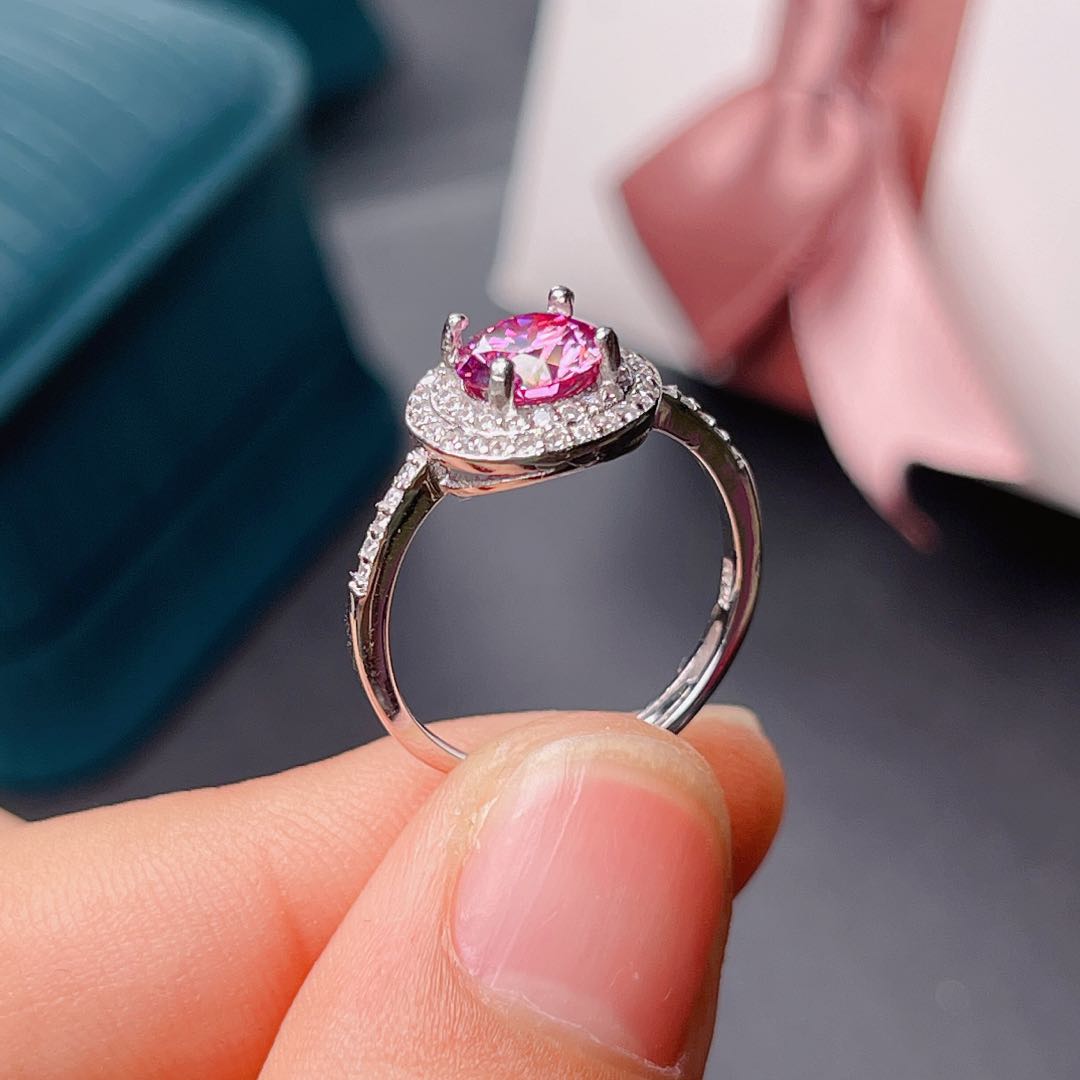 New Crackling Pink Moissanite  - Moissanite Engagement Ring 1 Carat recension och pris