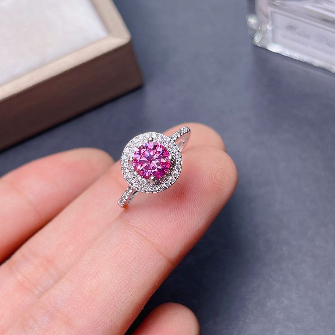 New Crackling Pink Moissanite  - Moissanite Engagement Ring 1 Carat recension och pris
