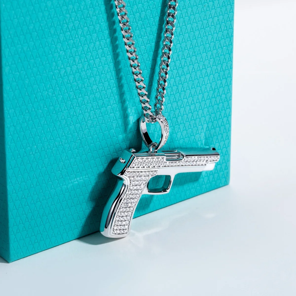 FCGJHW Moissanite Gun Pendant  - 925 Sterling Silver Chain Necklace Men recension och pris