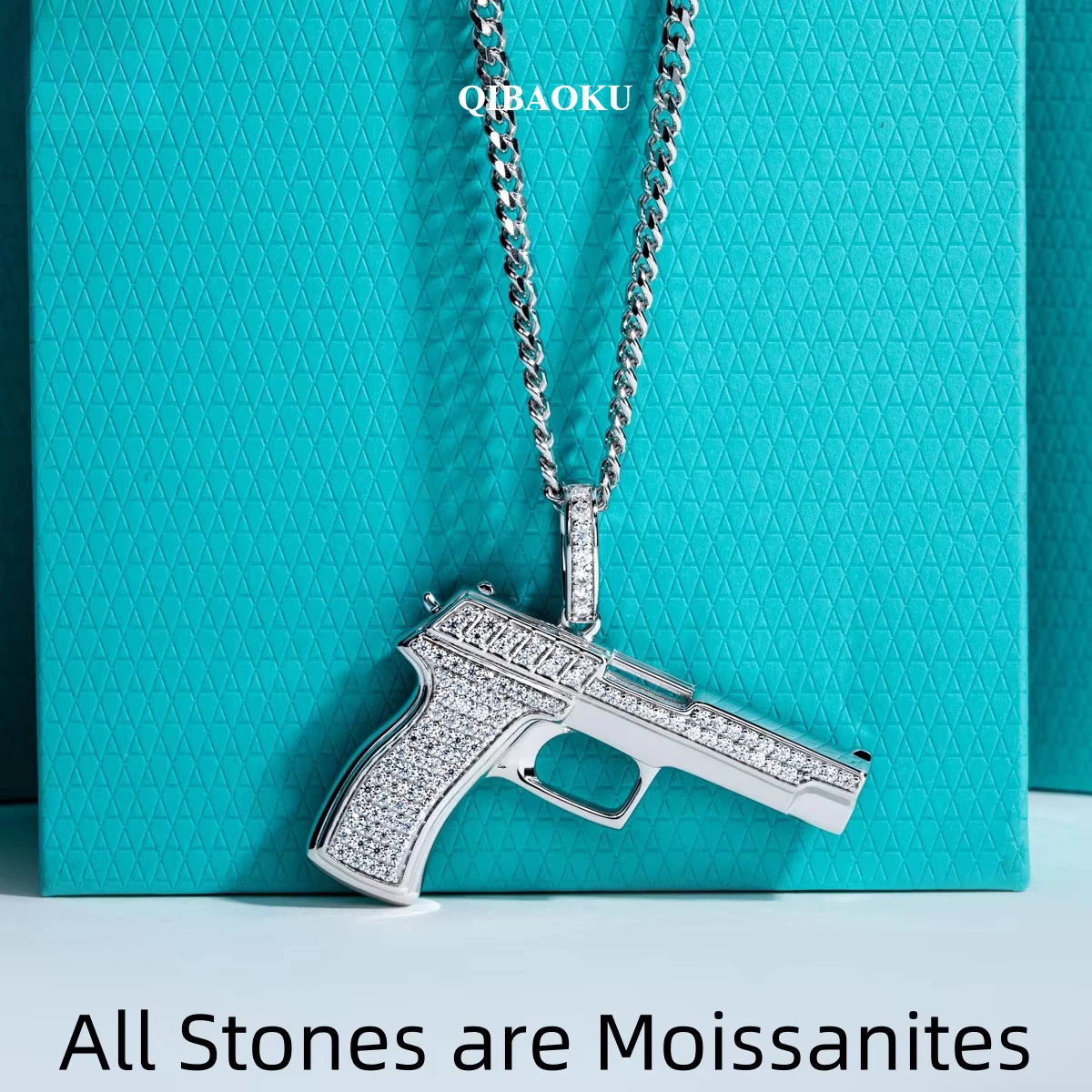 FCGJHW Moissanite Gun Pendant  - 925 Sterling Silver Chain Necklace Men recension och pris