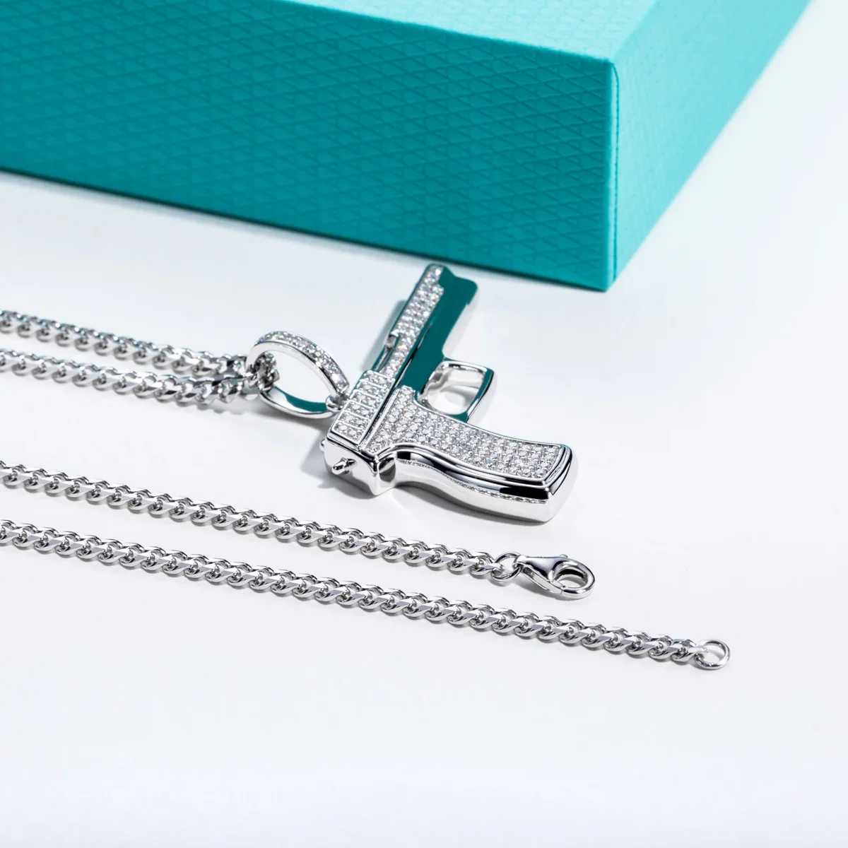 FCGJHW Moissanite Gun Pendant  - 925 Sterling Silver Chain Necklace Men recension och pris