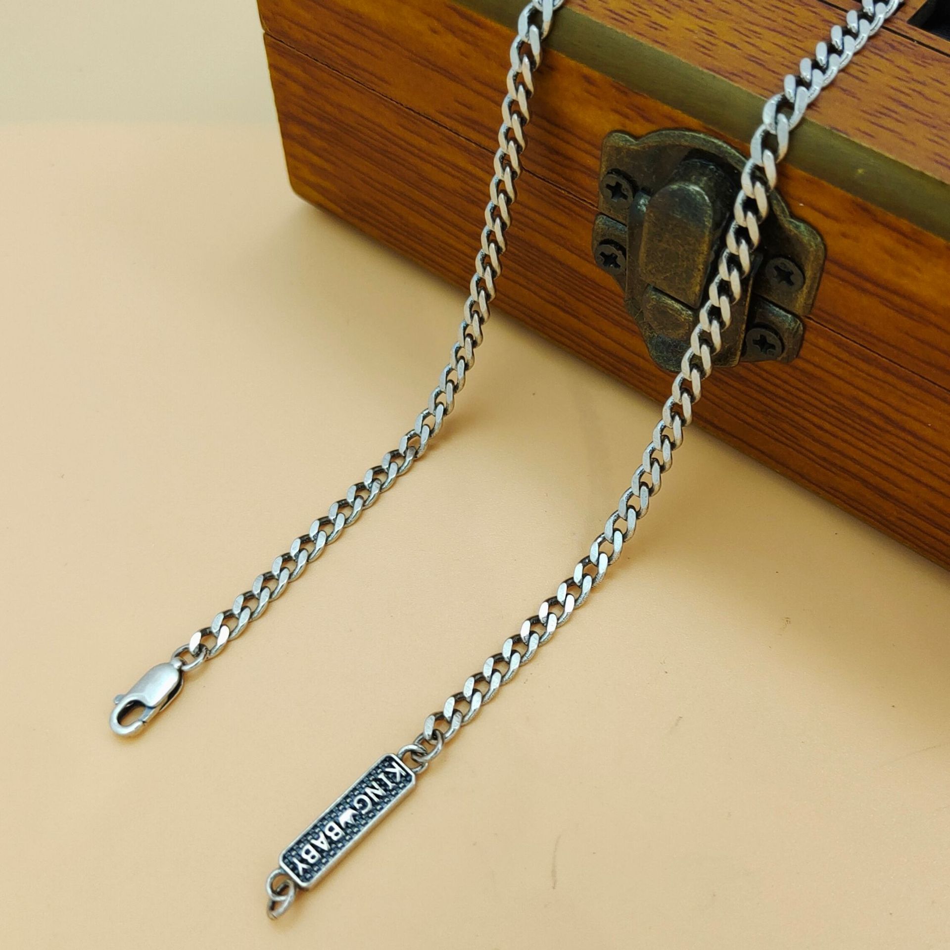 S925 sterling silver trendy pe - 925 Sterling Silver Chain Necklace Men recension och pris