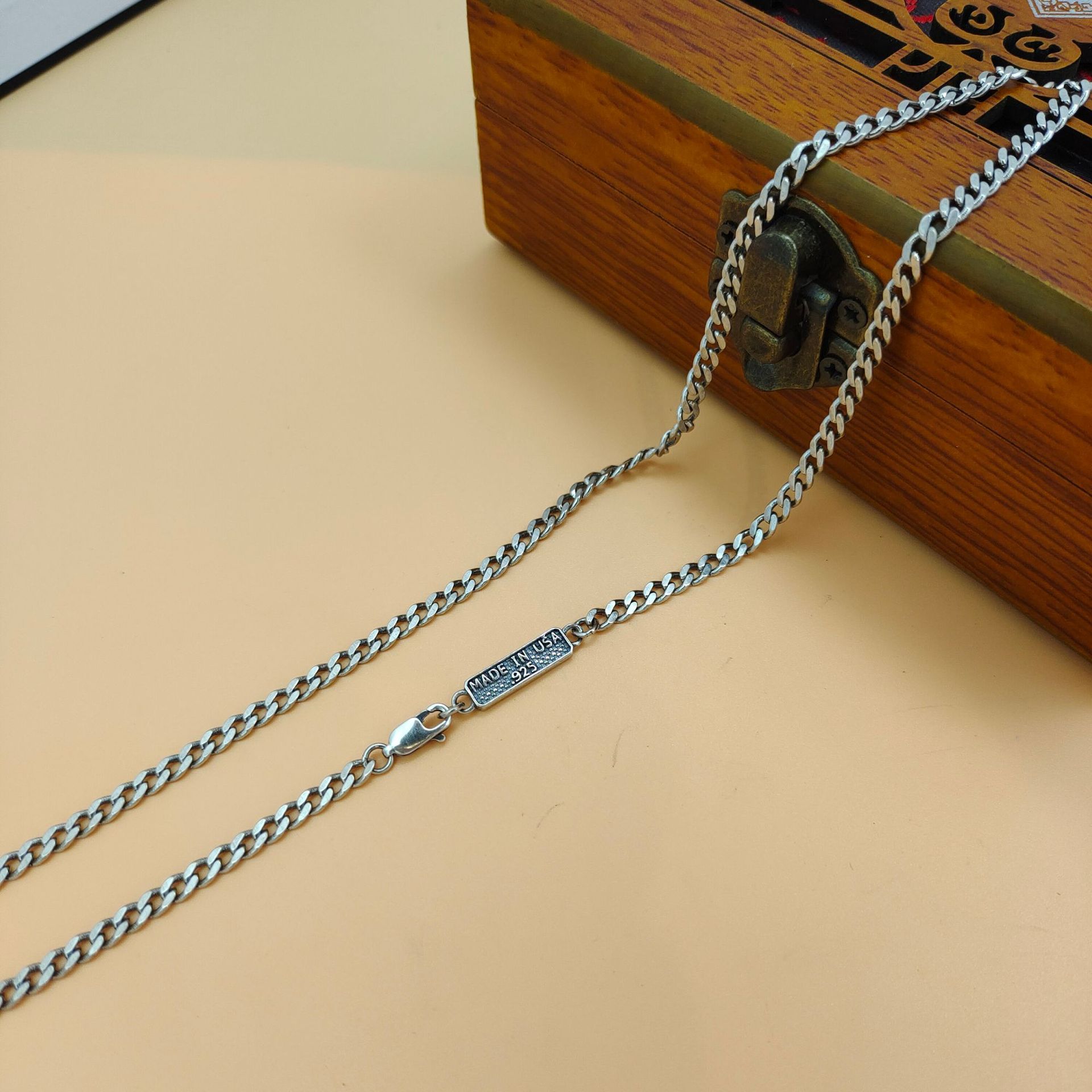 S925 sterling silver trendy pe - 925 Sterling Silver Chain Necklace Men recension och pris
